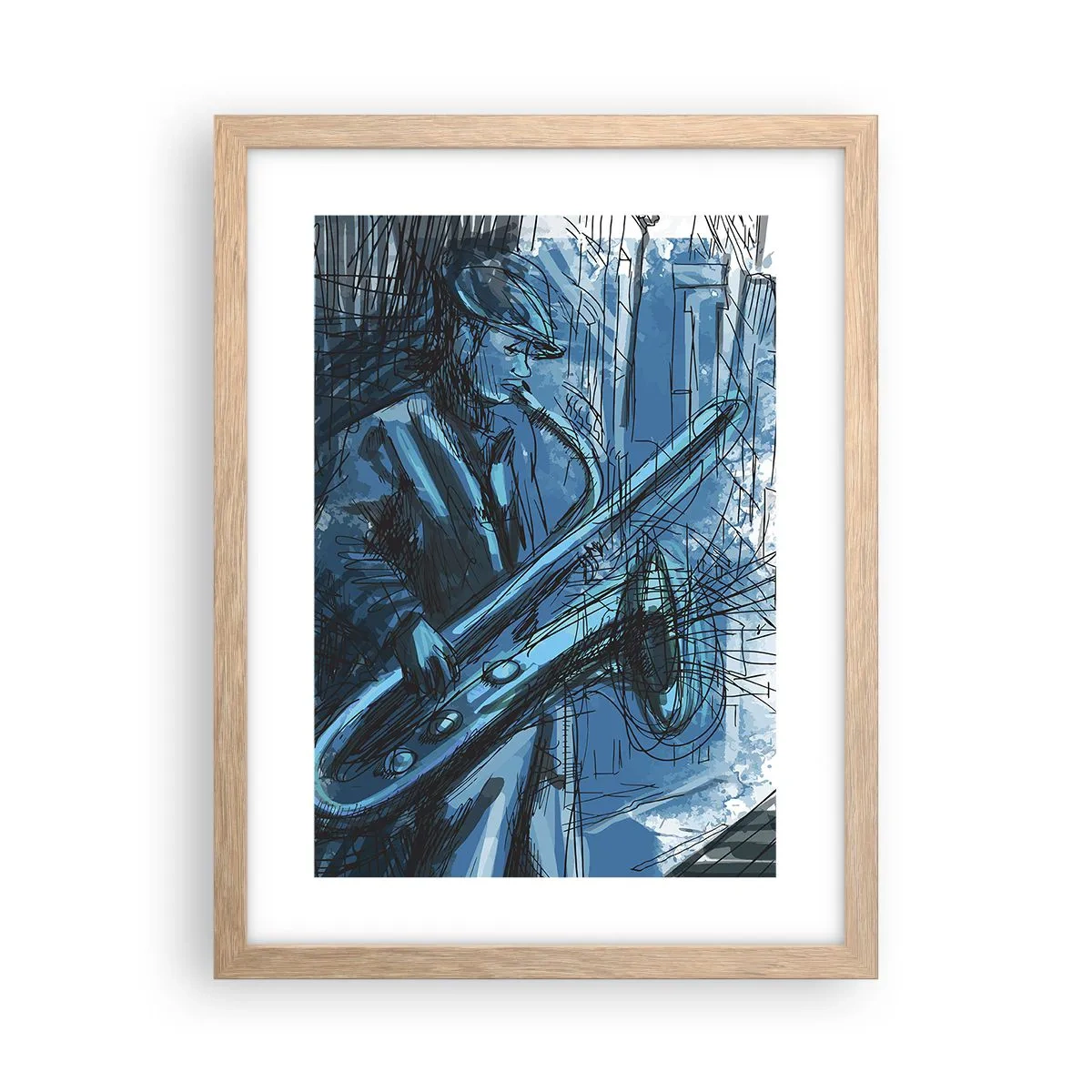 Plagát v ráme zo svetlého duba - Mestská rapsódia - 30x40 cm