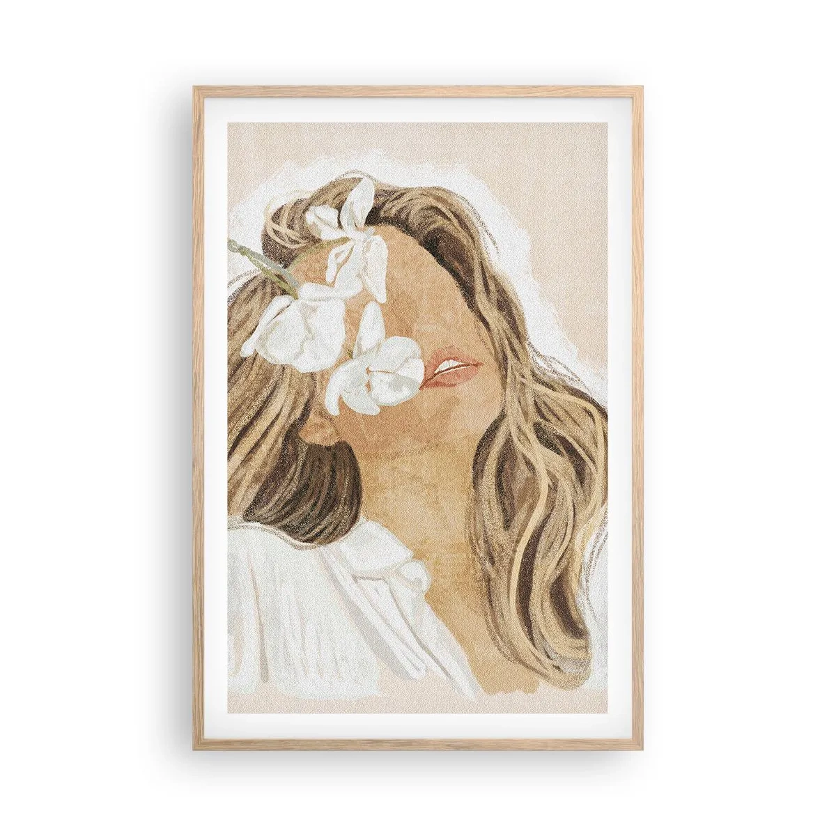 Plagát v ráme zo svetlého duba - Medzi kvetinami - 61x91 cm
