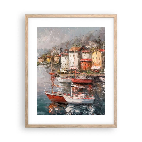 Plagát v ráme zo svetlého duba - Romantický prístav - 40x50 cm