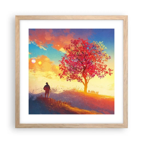 Plagát v ráme zo svetlého duba - Pútnik pri cieli - 40x40 cm
