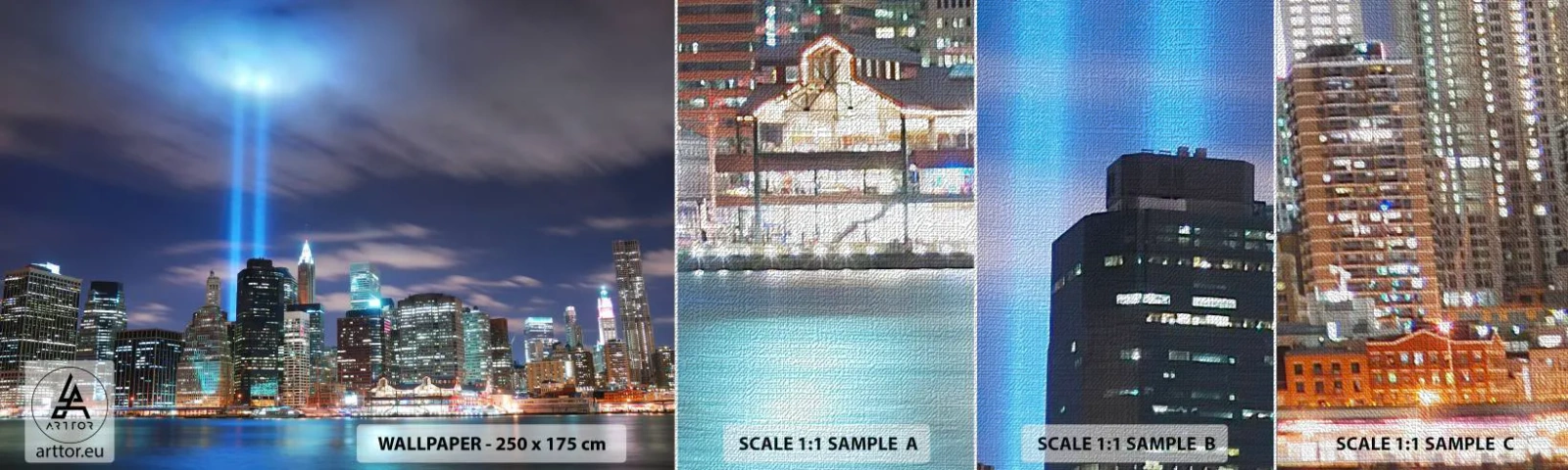 Vzorka fototapety Premium Canvas - Svetlom dosiahnuť nebo - Mesto, New York, Architektúra - 100x30 cm