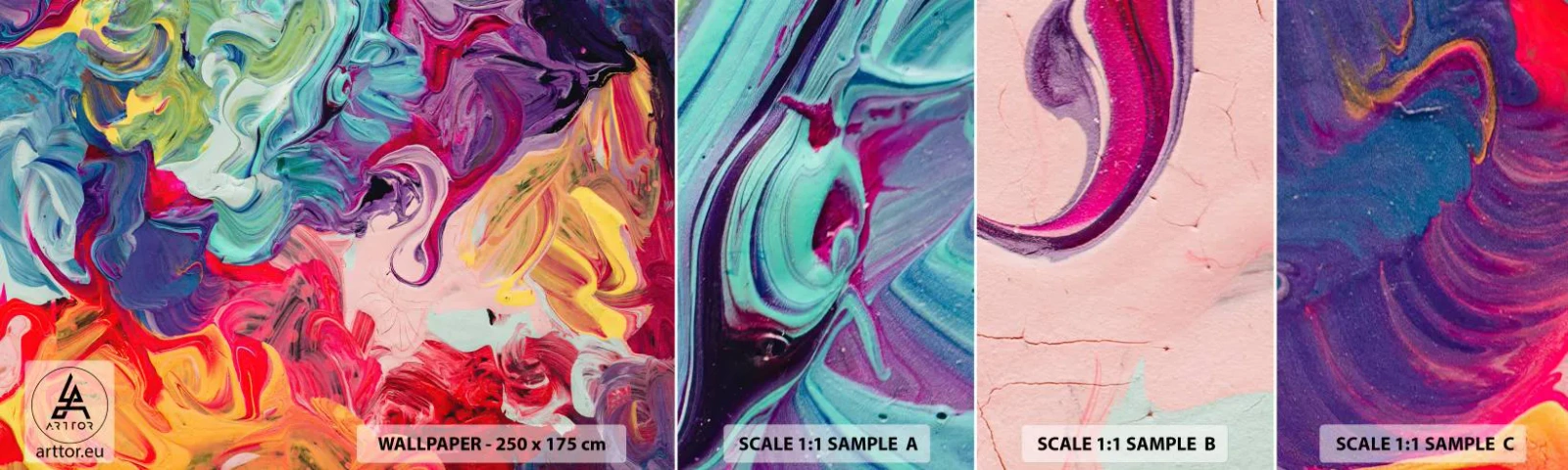 Vzorka Fototapeta Standard Eco - Zrodenie farieb - Abstrakcia, Kus, Moderný vzor - 100x30 cm