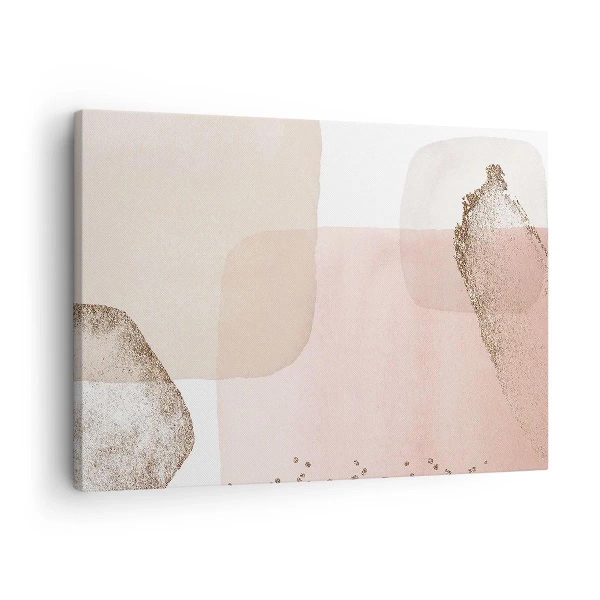Obraz na plátne - Pastelové škvrny so zlatými prvkami - 70x50cm - Pohľad cez farby - Moderná nástenná dekorácia do obývacej izby a spálne ARTTOR