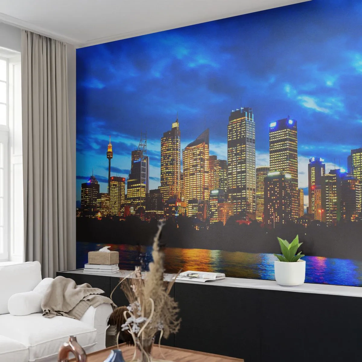 Samolepiaca Fototapeta Deluxe Sticker - Noc svetiel a farieb - Mesto, Sydney, Architektúra - 250x175 cm
