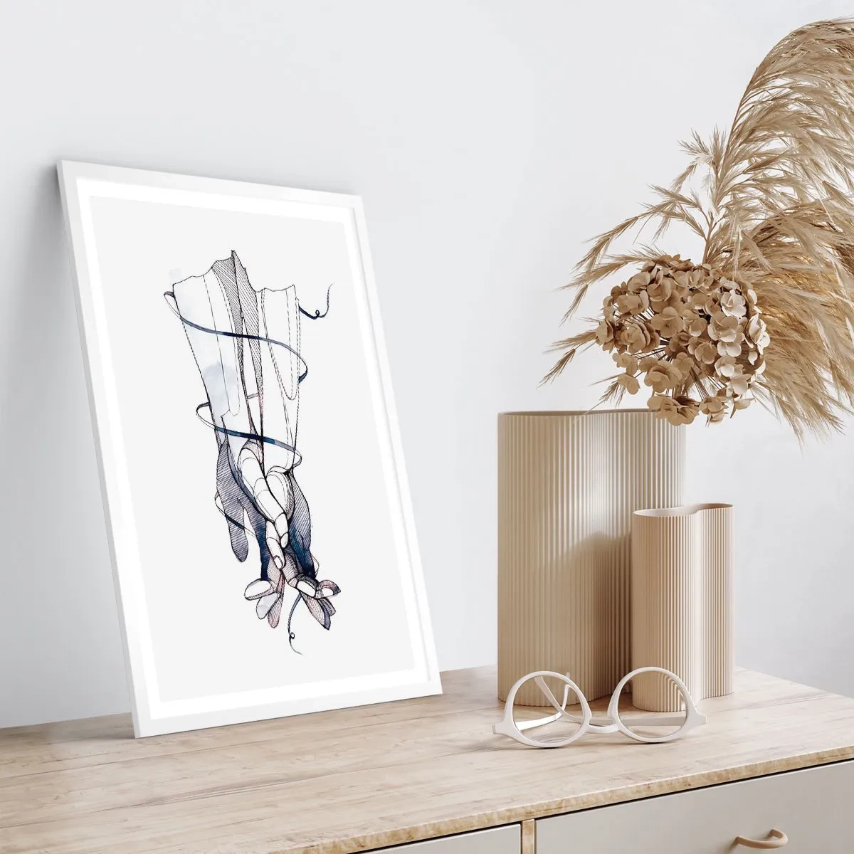 Plagát v bielom ráme - Štúdia o dotyku - 61x91 cm