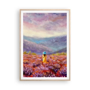 Plagát v ráme zo svetlého duba - V levanduľovom svete - 70x100 cm