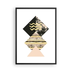 Plagát v čiernom ráme - Abstraktná geometrická kompozícia v jemných farbách - 50x70cm - Nie je to tak jednoduché - Moderná nástenná dekorácia do obývacej izby a spálne ARTTOR