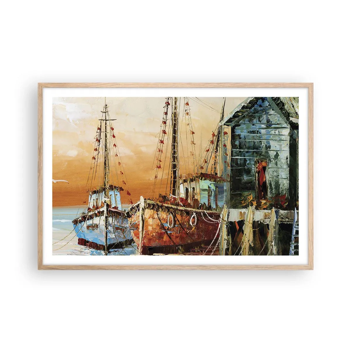 Plagát v ráme zo svetlého duba - Pokojný návrat - 91x61 cm