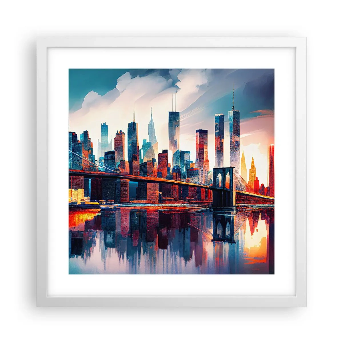 Plagát v bielom ráme - Famózny New York - 40x40 cm