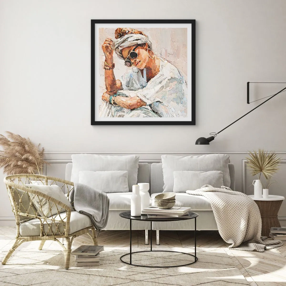 Plagát v čiernom ráme - Portrét v plnom slnku - 60x60 cm