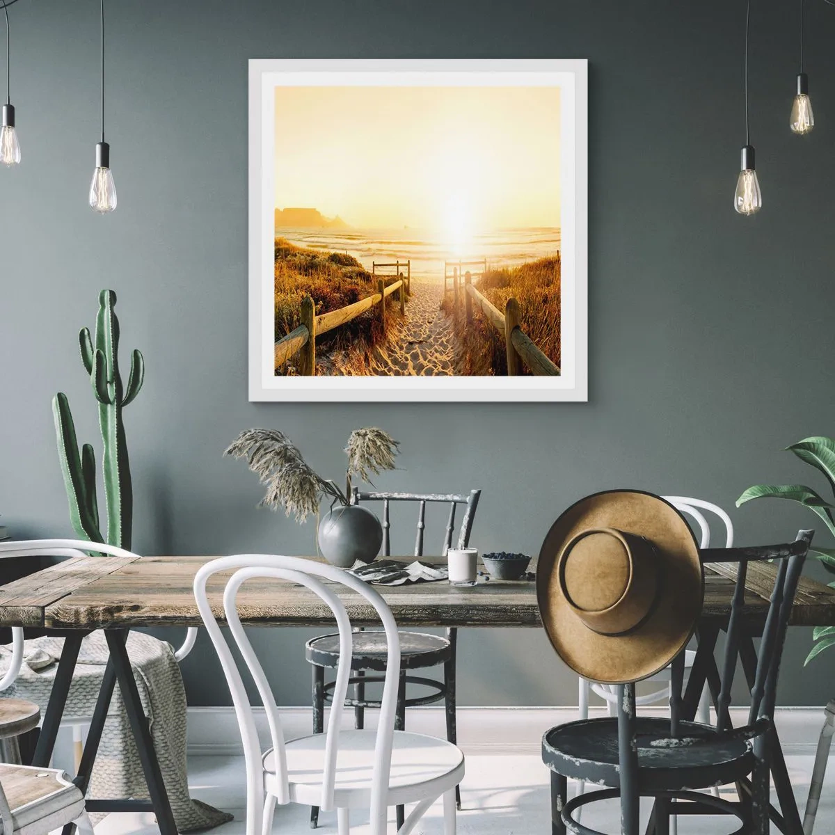 Plagát v bielom ráme - Dunami smerom k slnku - 40x40 cm