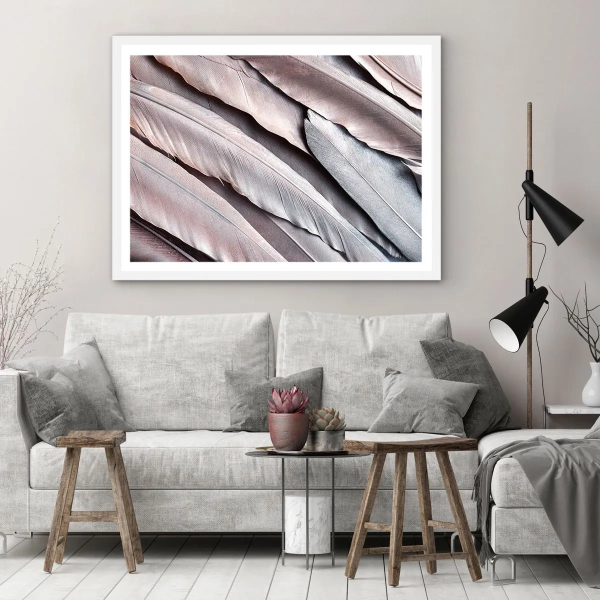 Plagát v bielom ráme - V ružovej a striebornej - 91x61 cm
