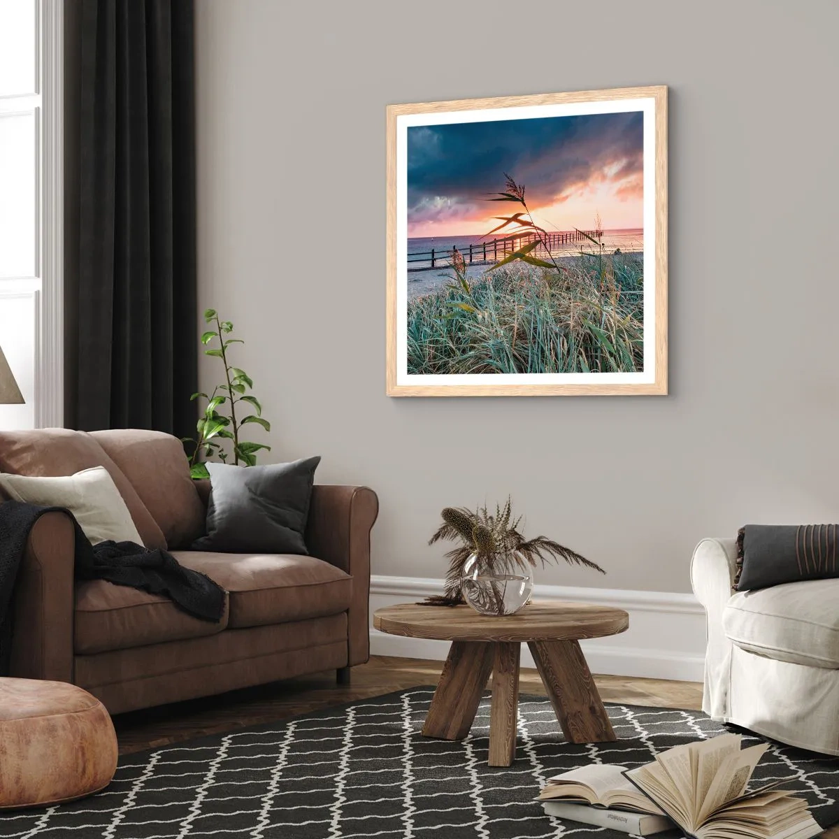 Plagát v ráme zo svetlého duba - Neodviate vetrom - 60x60 cm