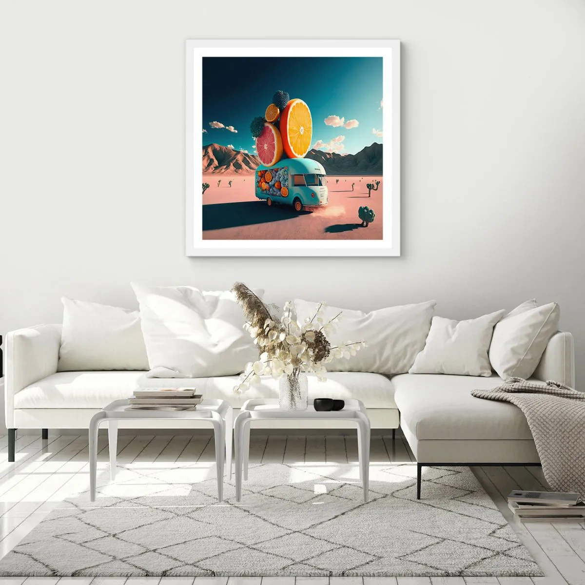 Plagát v bielom ráme - Chuť prázdnin - 50x50 cm