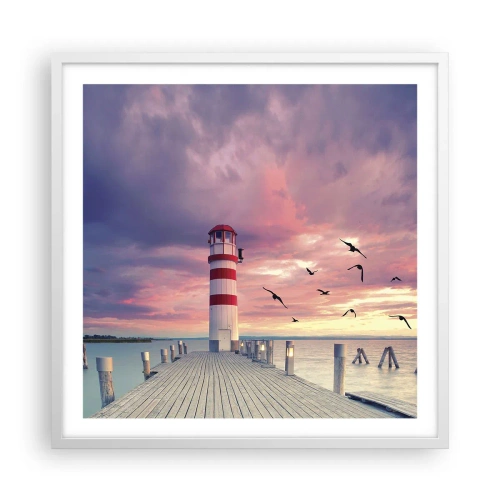 Plagát v bielom ráme - Čas ísť do prístavu - 60x60 cm