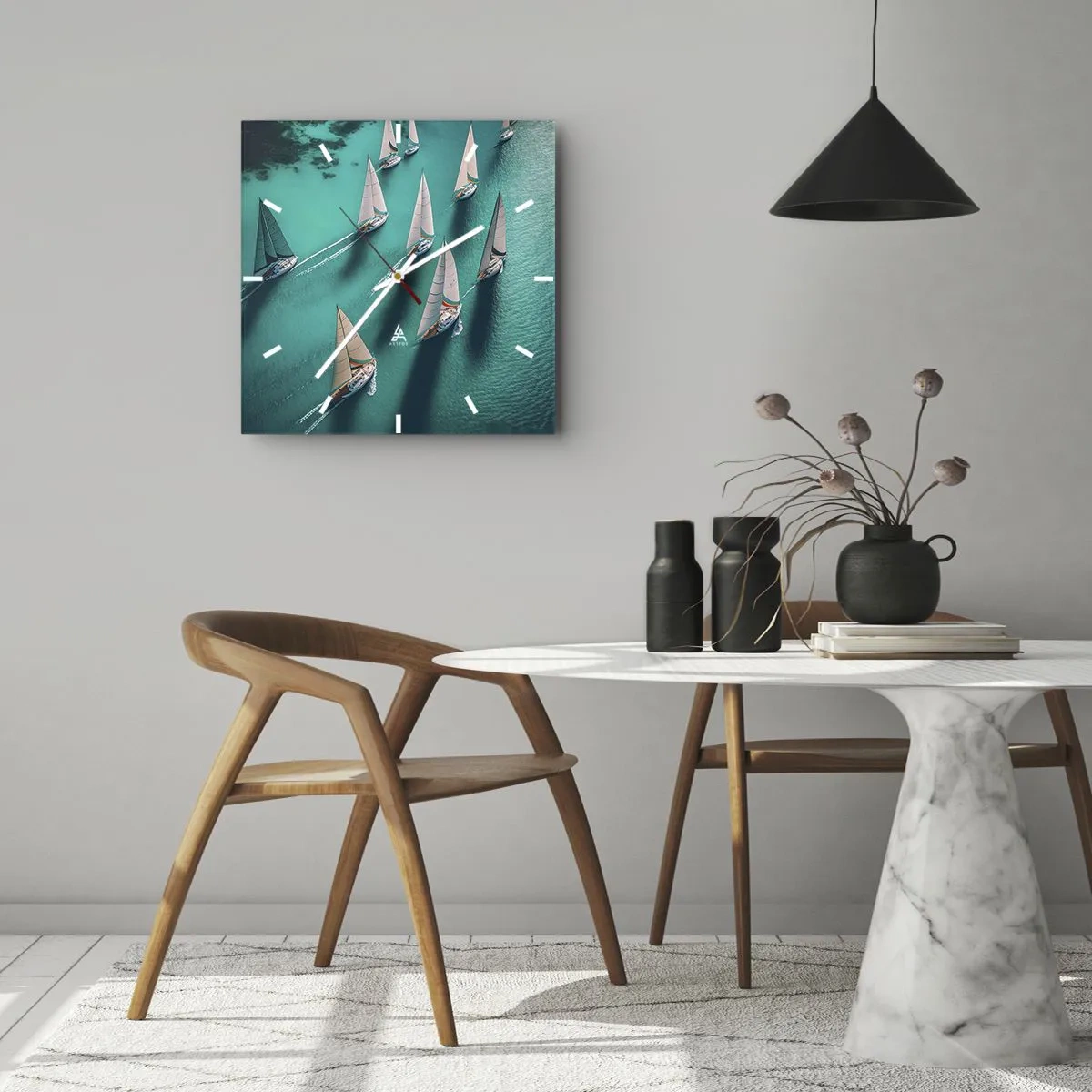 Nástenné hodiny - Zápasenie s vetrom - 40x40 cm