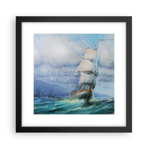 Plagát v čiernom ráme - Šťastnú cestu - 30x30 cm