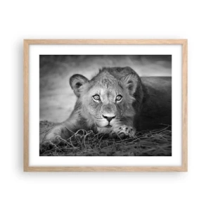 Plagát v ráme zo svetlého duba - Kráľovské šteňa - 50x40 cm