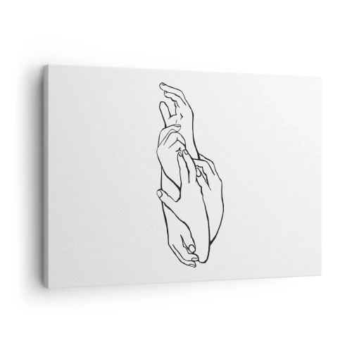 Obraz na plátne - Minimalistická skica rúk zopätých v geste jemnosti. - 70x50cm - Dobrý dotyk - Moderná nástenná dekorácia do obývacej izby a spálne ARTTOR