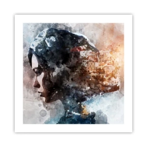 Plagát - Príbeh o dievčati s mestom v pozadí - 50x50 cm