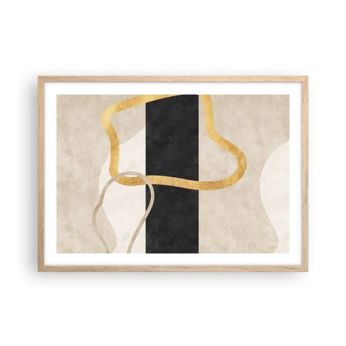 Plagát v ráme zo svetlého duba - Tvary v slučke - 70x50 cm
