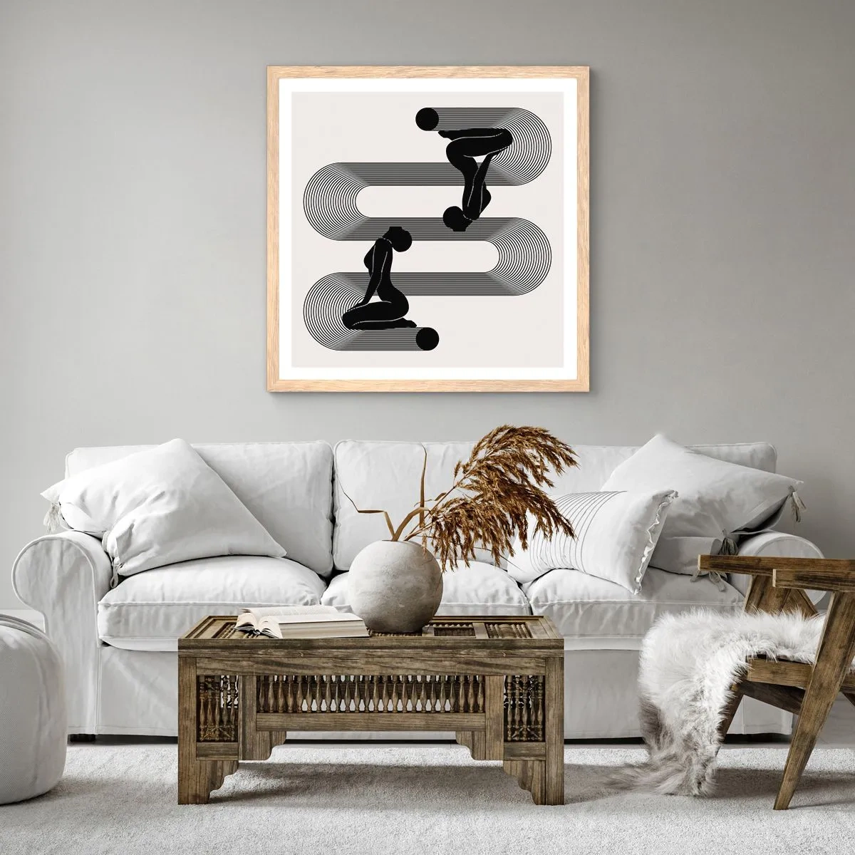 Plagát v ráme zo svetlého duba - Zmyselná symetria - 30x30 cm