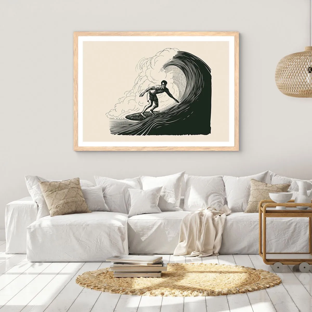 Plagát v ráme zo svetlého duba - Kráľ vĺn - 100x70 cm