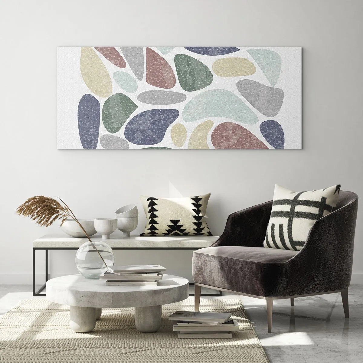 Obraz na skle - Mozaika práškových farieb - 100x40 cm
