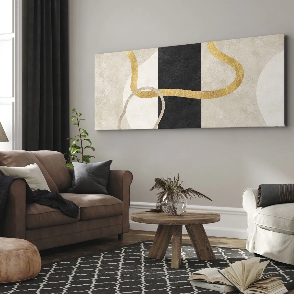 Obraz na plátne - Tvary v slučke - 100x40 cm