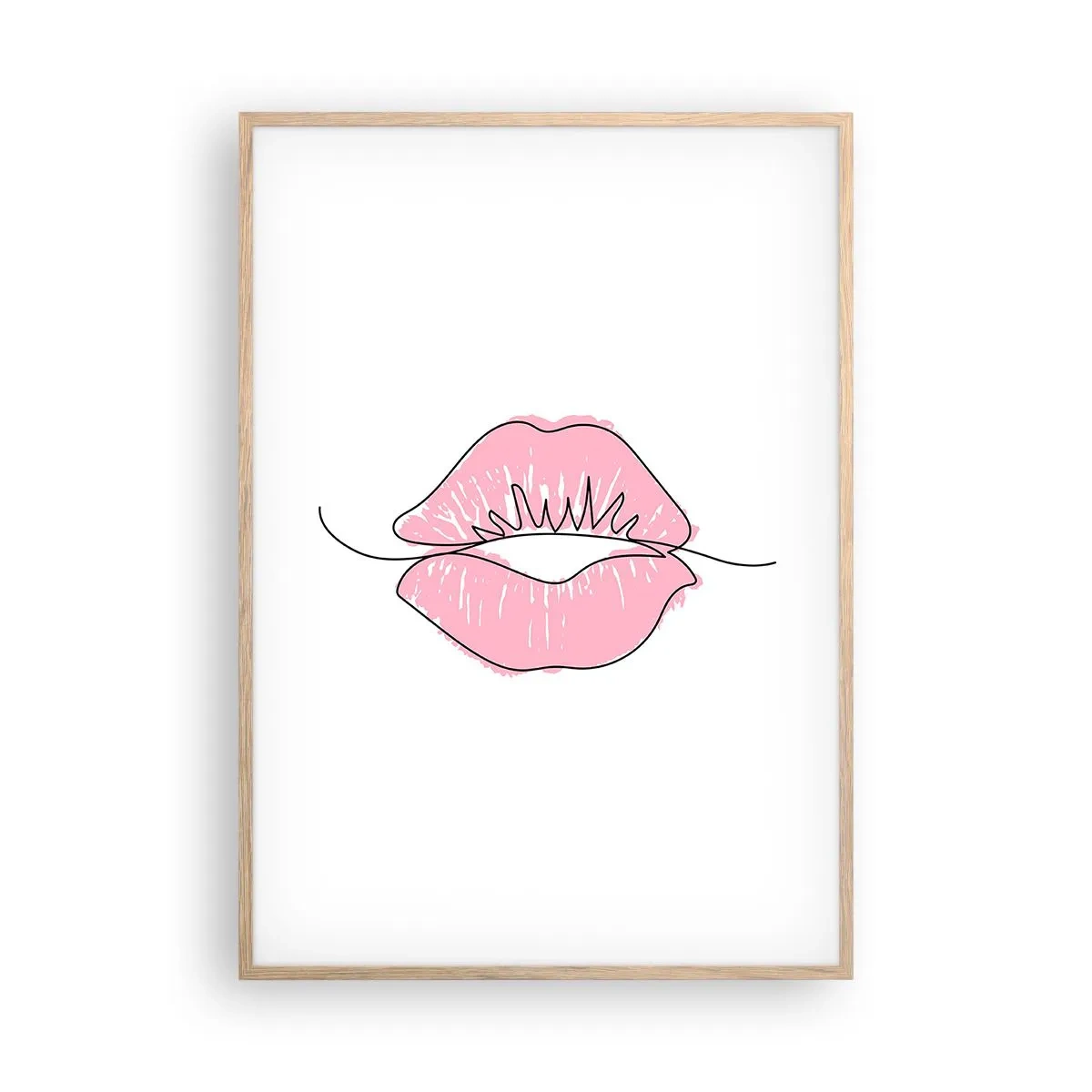 Plagát v ráme zo svetlého duba - Si pripravený na bozk? - 70x100 cm