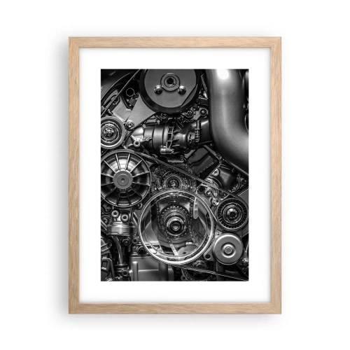 Plagát v ráme zo svetlého duba - Poézia mechaniky - 30x40 cm