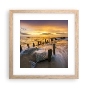 Plagát v ráme zo svetlého duba - Drsná krása Baltského mora  - 30x30 cm