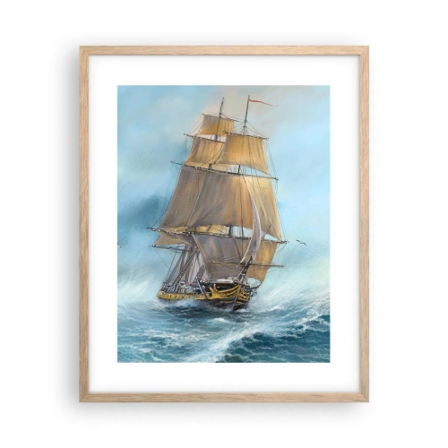 Plagát v ráme zo svetlého duba - Bežiaci po vlnách - 40x50 cm