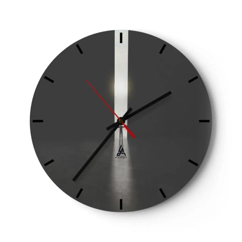 Nástenné hodiny - Silueta muža v svetelnej medzere v tmavom priestore - 30x30cm - Krok k svetlej budúcnosti - Moderná nástenná dekorácia do obývacej izby, kuchyne a spálne ARTTOR