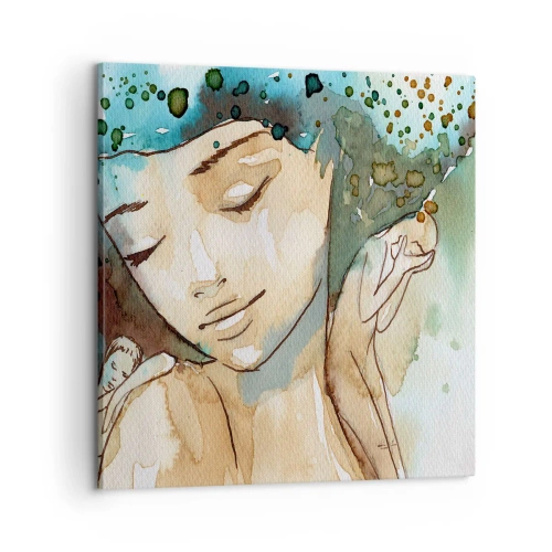 Obraz na plátne - Lady in blue - 60x60 cm