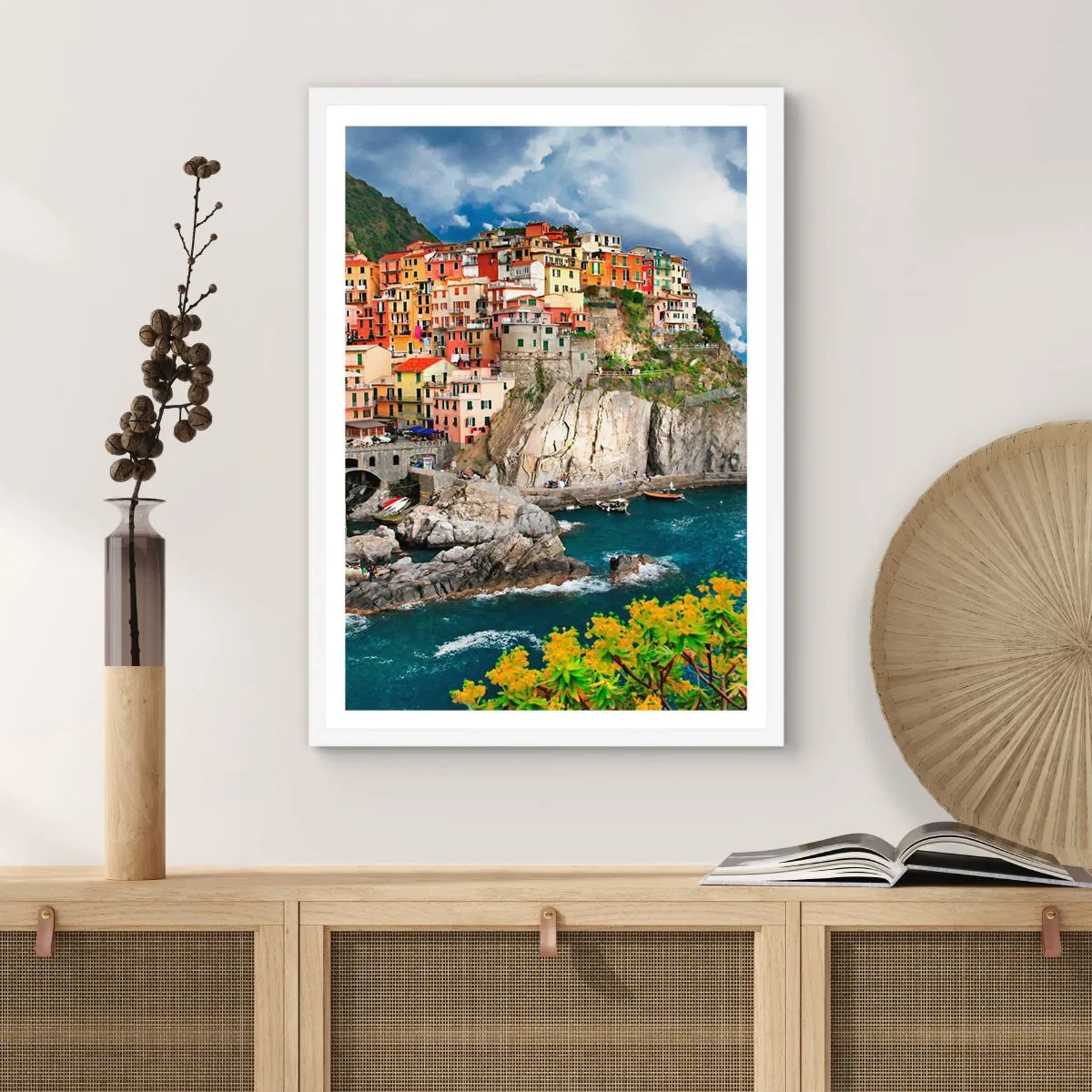 Plagát v bielom ráme - Hromádka pritúlená k skalám - 50x70 cm