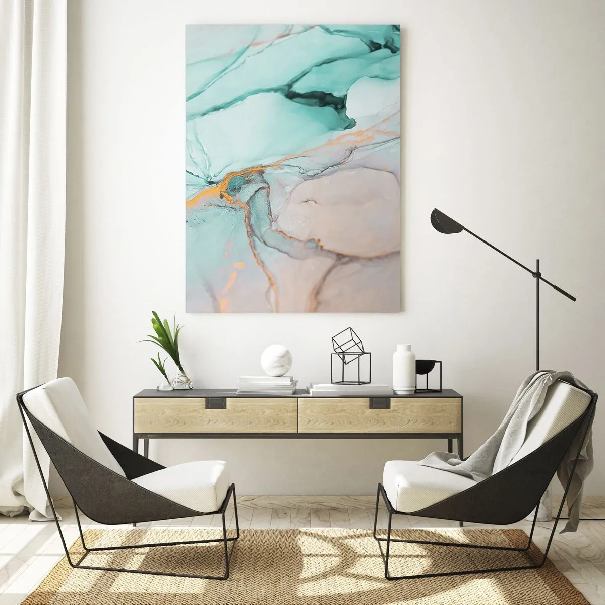 Obraz na skle - Tanec tvarov a farieb - 50x70 cm