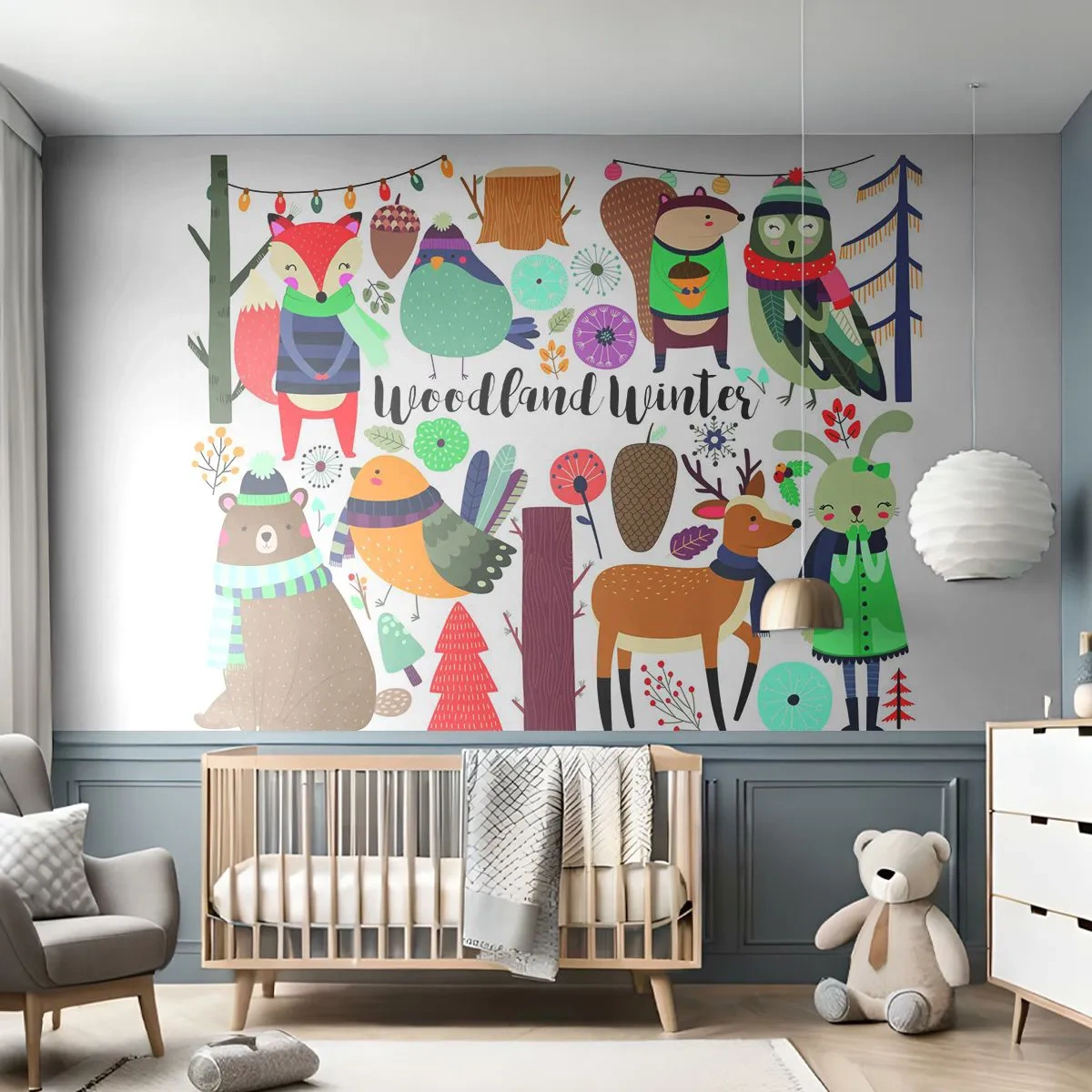 Fototapeta Standard Eco - Rozprávkové sviatky v lese - Pre deti, Zima V Lese, Zvieratá - 300x210 cm