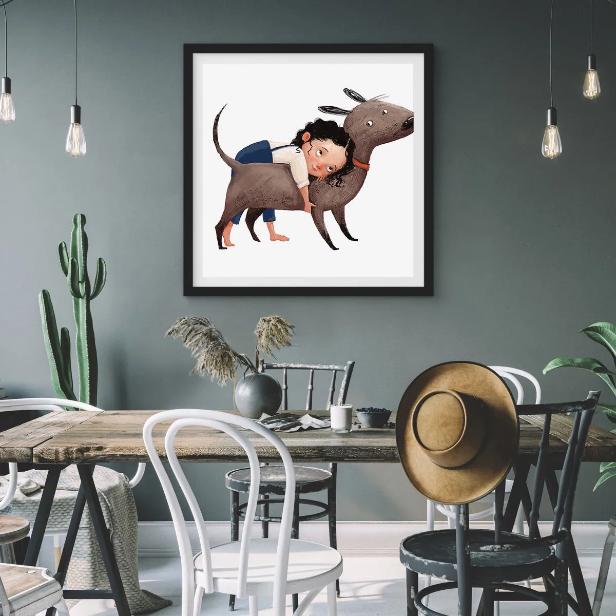 Plagát v čiernom ráme - Najlepší priatelia - 60x60 cm