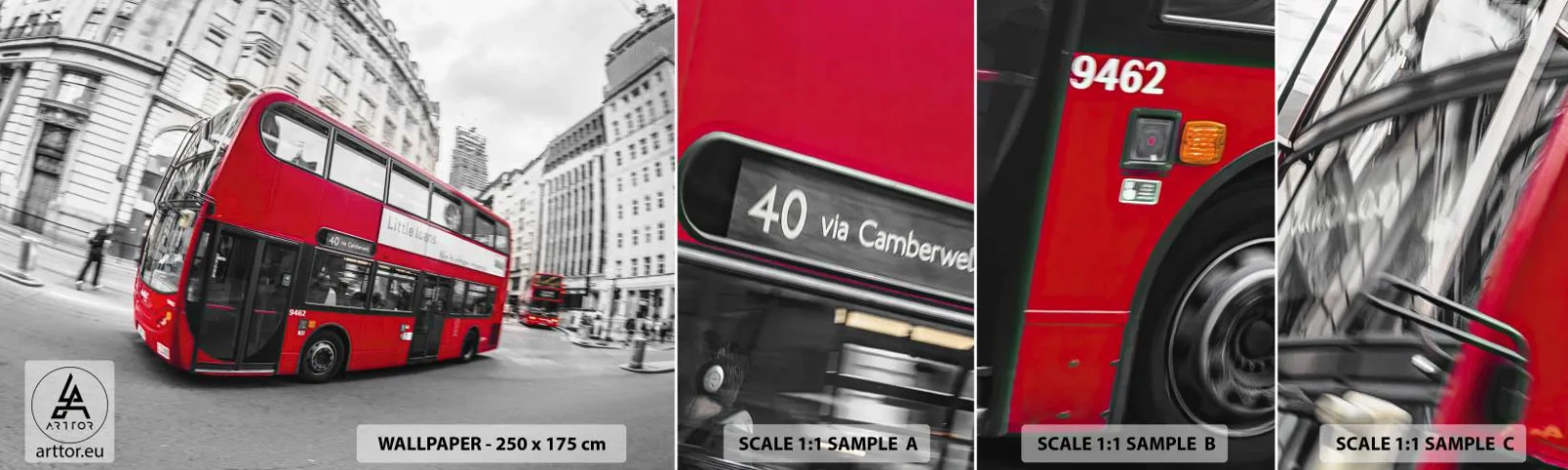 Vzorka Fototapeta Standard Eco - Londýn tradične - by bus - Mesto, Londýn, Červený autobus - 100x30 cm