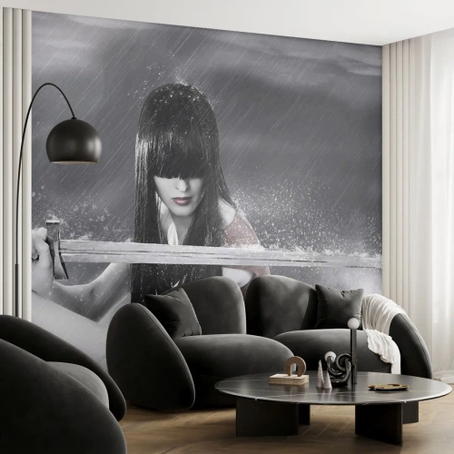 Fototapeta Premium Sand - Pekná a nebezpečná - Žena, Meč, Vojenské - 150x105 cm