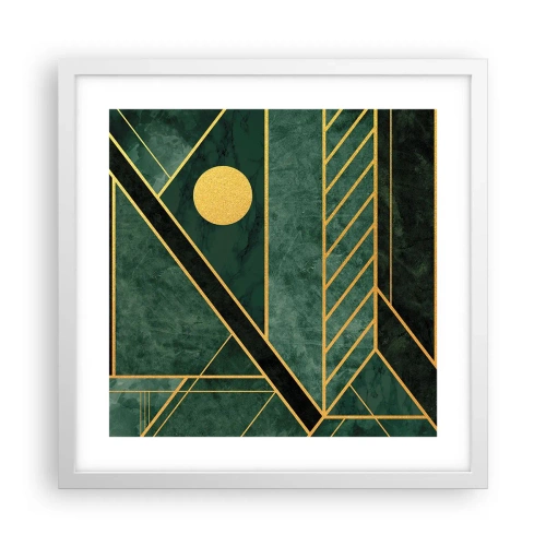 Plagát v bielom ráme - Dynamika zlata a lazuritu - 40x40 cm