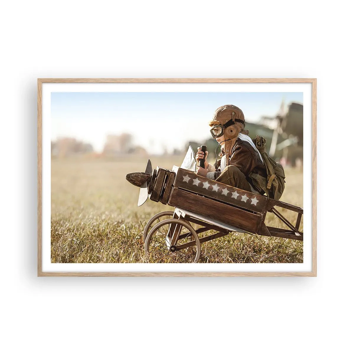 Plagát v ráme zo svetlého duba - Štart do snov - 100x70 cm