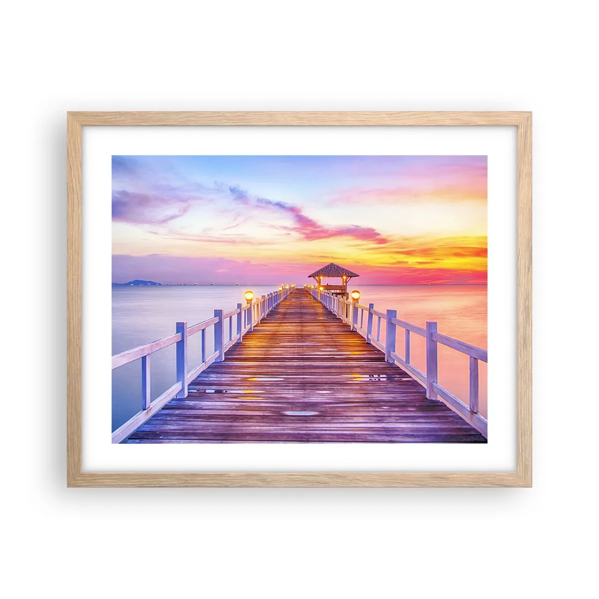 Plagát v ráme zo svetlého duba - Ľaliovo-zlaté ticho večera - 50x40 cm