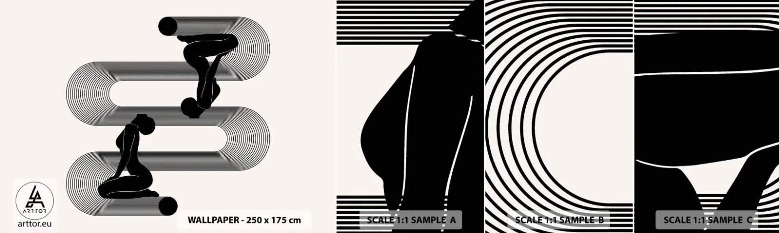 Vzorka Fototapeta Standard Eco - Zmyselná symetria - ženy, Čiary, Meditácia - 100x30 cm