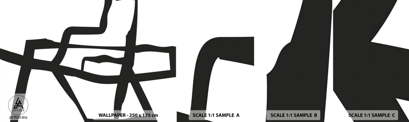 Vzorka Fototapeta Standard Eco - Čiernobiela konštrukcia - Linka, Čierna a biela, Abstrakcionizmus - 100x30 cm