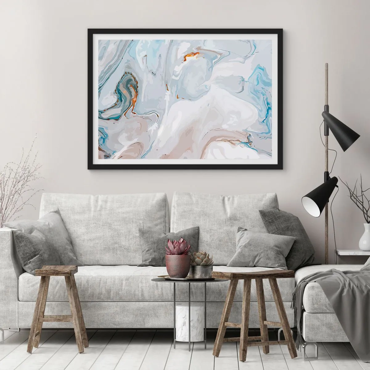 Plagát v čiernom ráme - Povznesená biela - 50x40 cm