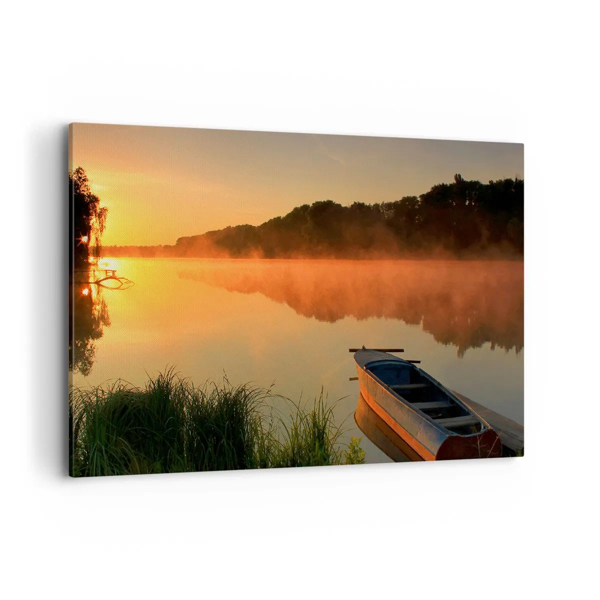 Obraz na plátne - Východ slnka pri vode ako povrch zrkadla - 100x70 cm