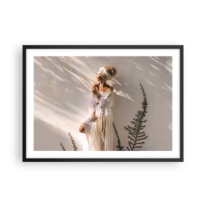 Plagát v čiernom ráme - Slnko a dievča - 70x50 cm