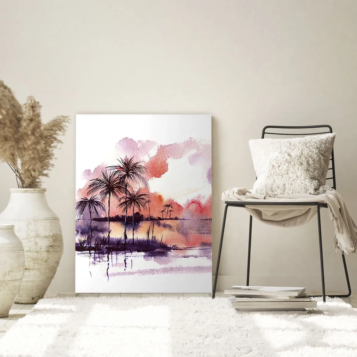 Obraz na skle - Pokoj trópov v červenej - 70x100 cm